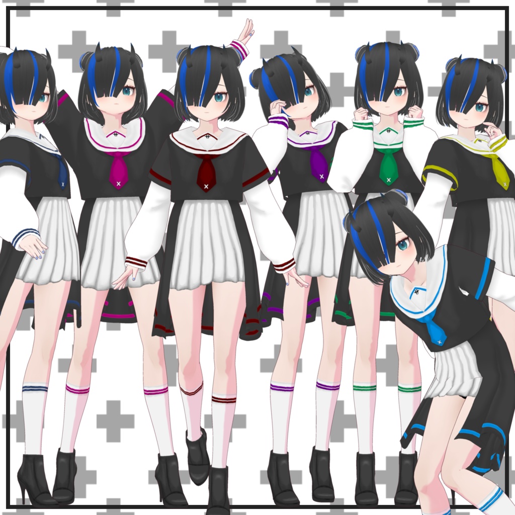 【Vroid製】ふわっとセーラー服 全7色