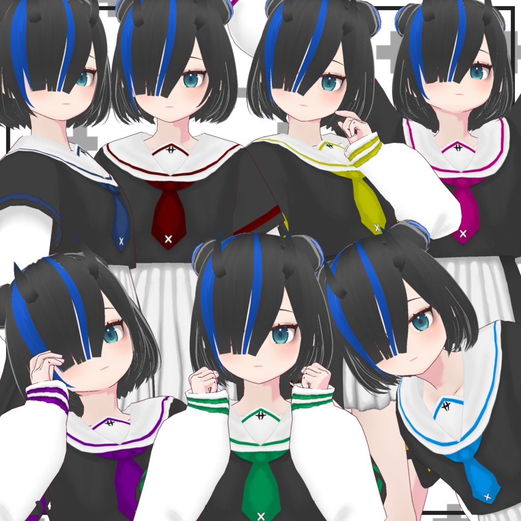 【Vroid製】ふわっとセーラー服 全7色