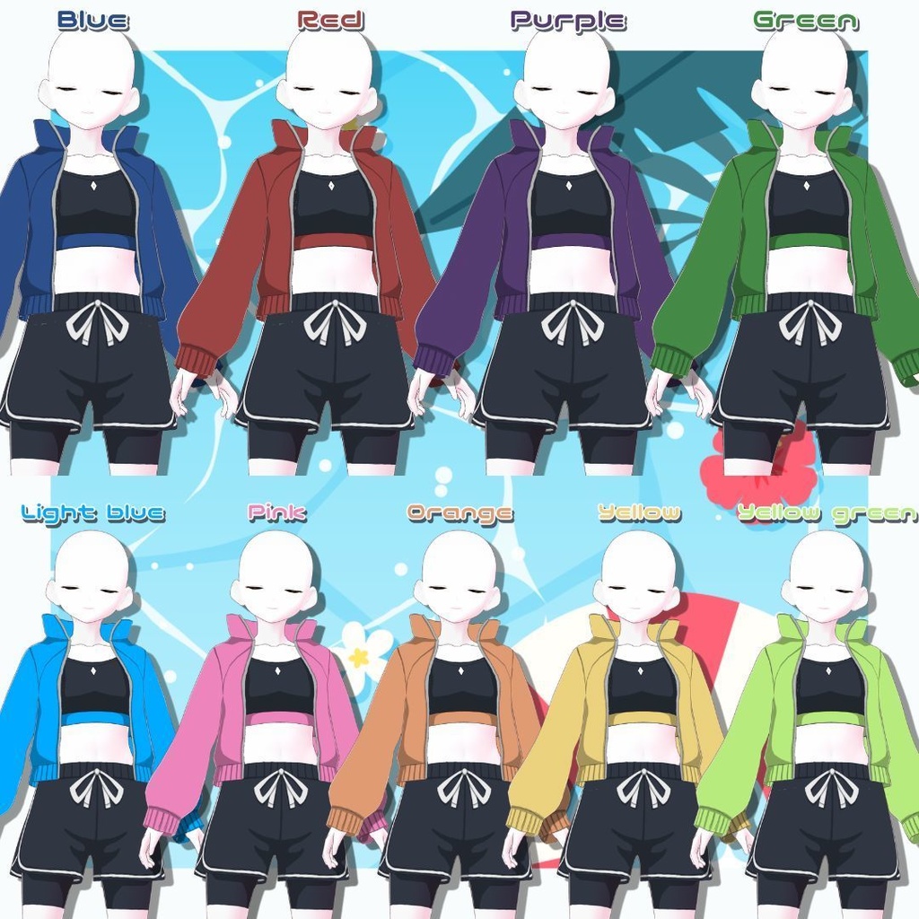 【Vroid製】真夏ジャージ服セット 全9色