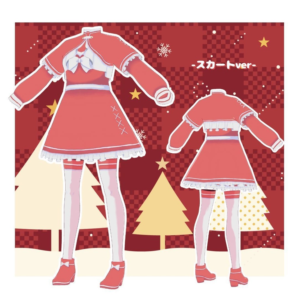 【Vroid製】サンタ風衣装セット