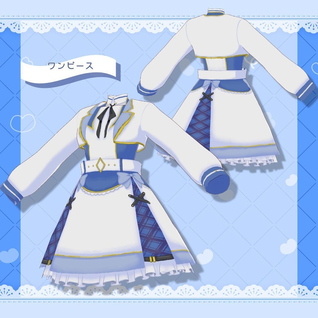 【Vroid製】アイドルチェックワンピースセット 全6色