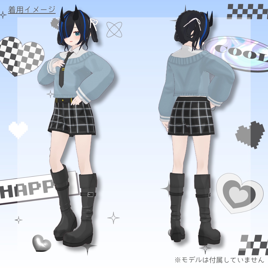 【Vroid製】スクールカジュアル衣装セット 全5色