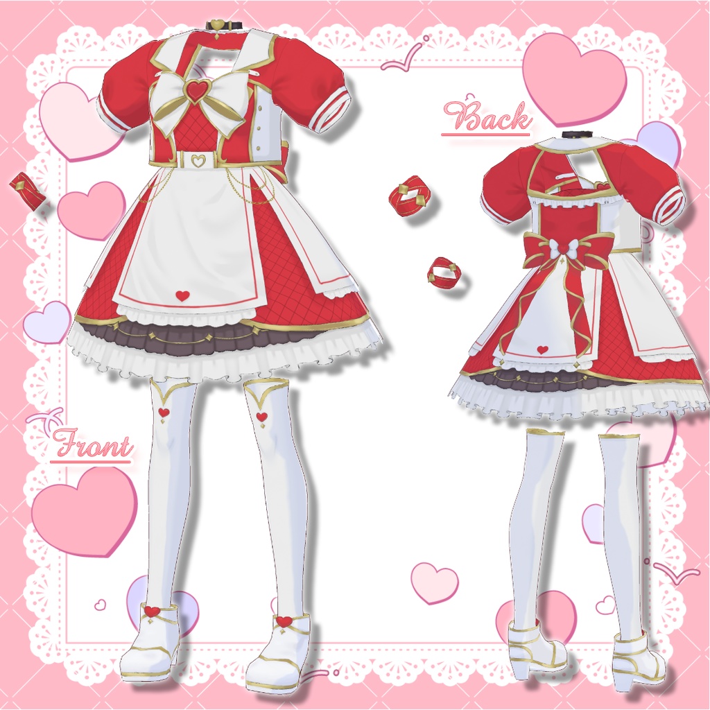 【Vroid製】ハートのアイドル衣装セット 全6色