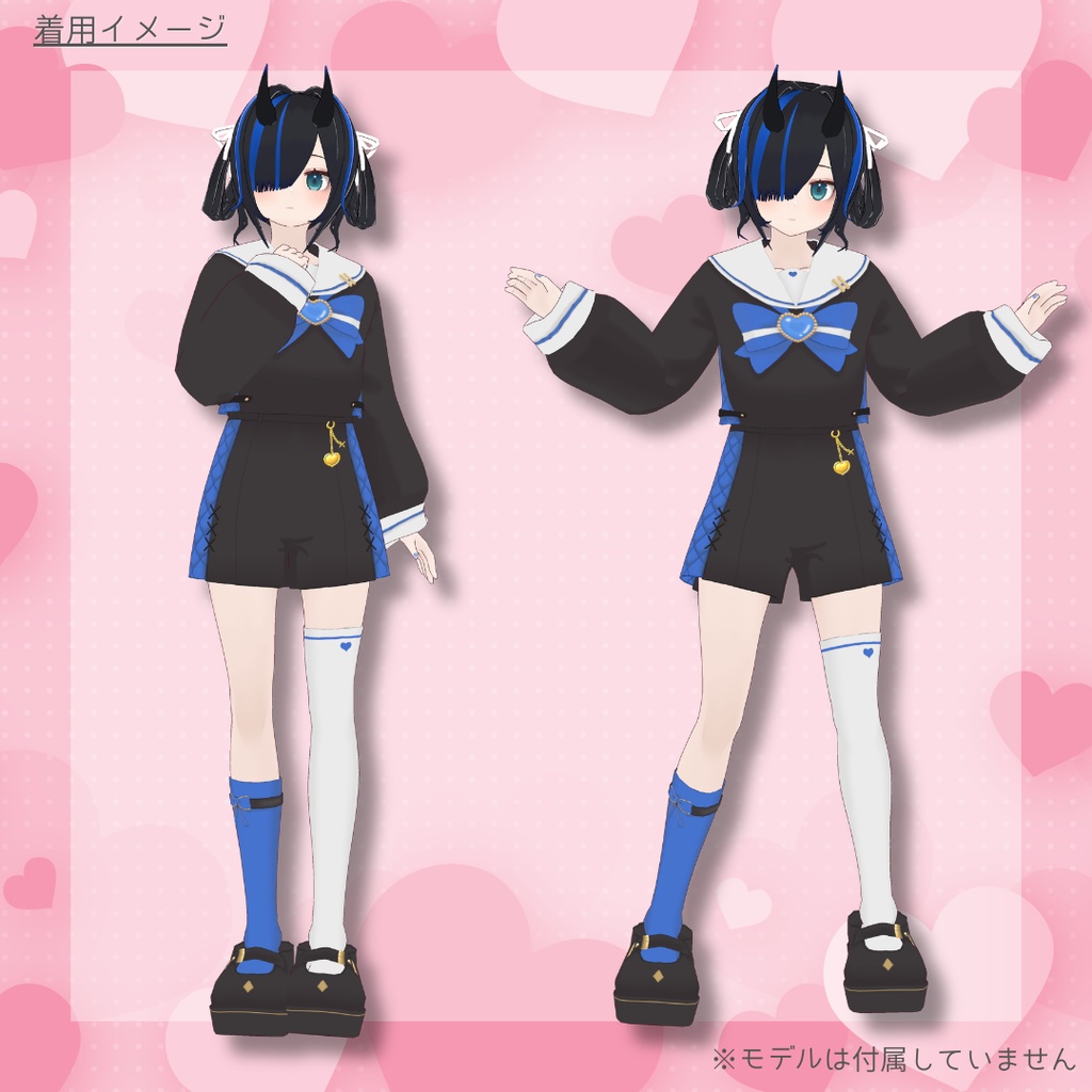 【Vroid製】ガーリーセーラー服 - 衣装セット 全7色