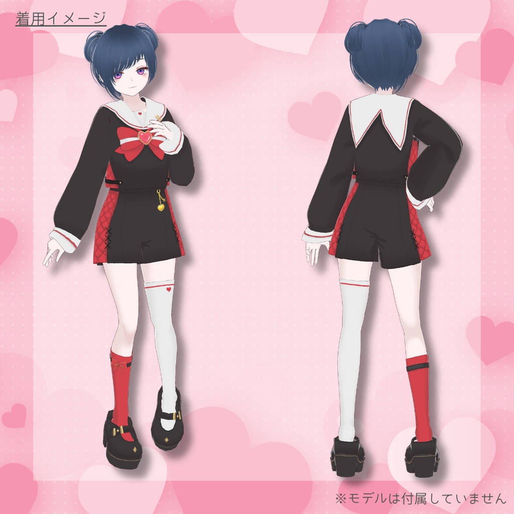 【Vroid製】ガーリーセーラー服 - 衣装セット 全7色