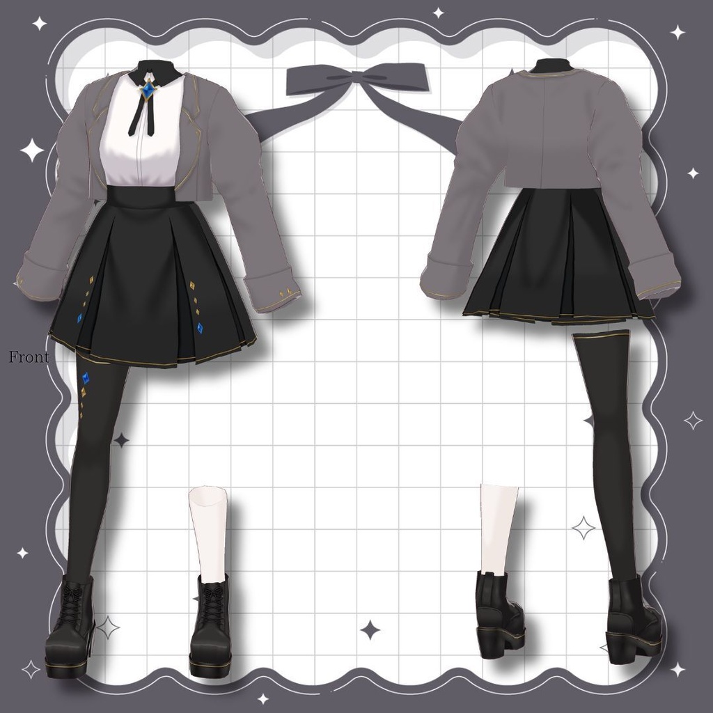 【Vroid製】Gem Academy set - 宝石の制服セット 全7色