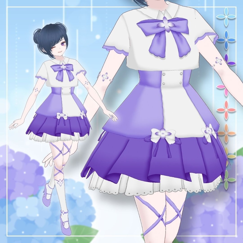 【Vroid製】Rainy day dress - 梅雨のワンピースセット 全8色