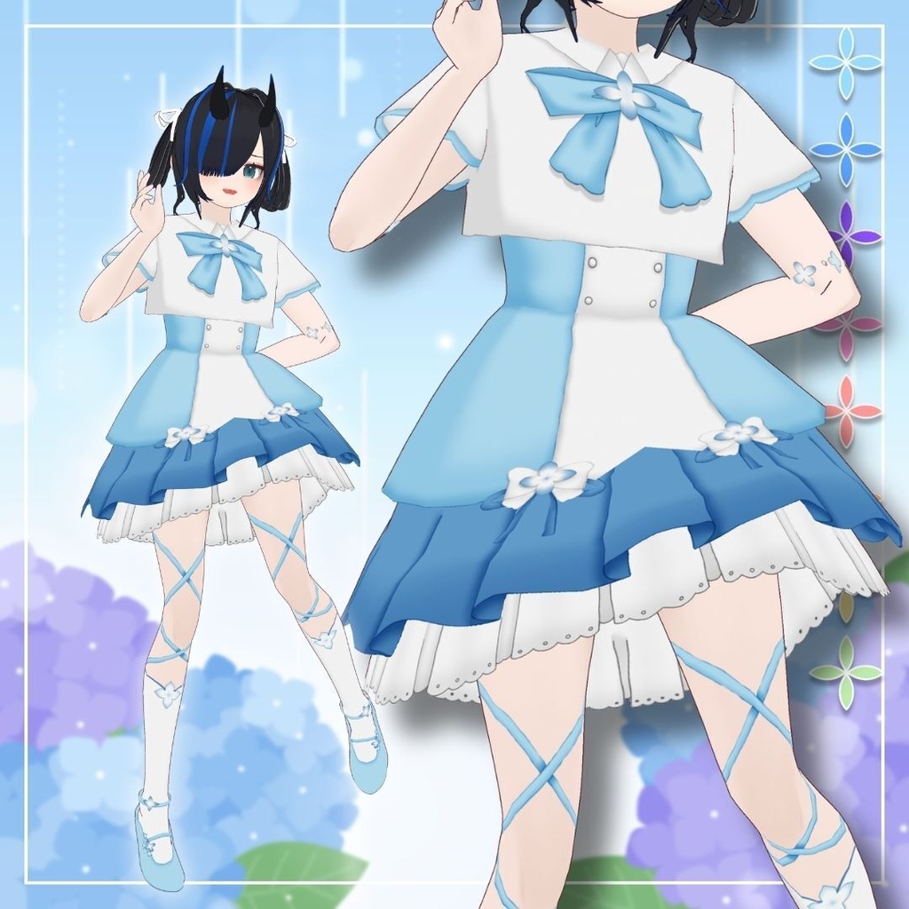 【Vroid製】Rainy day dress - 梅雨のワンピースセット 全8色