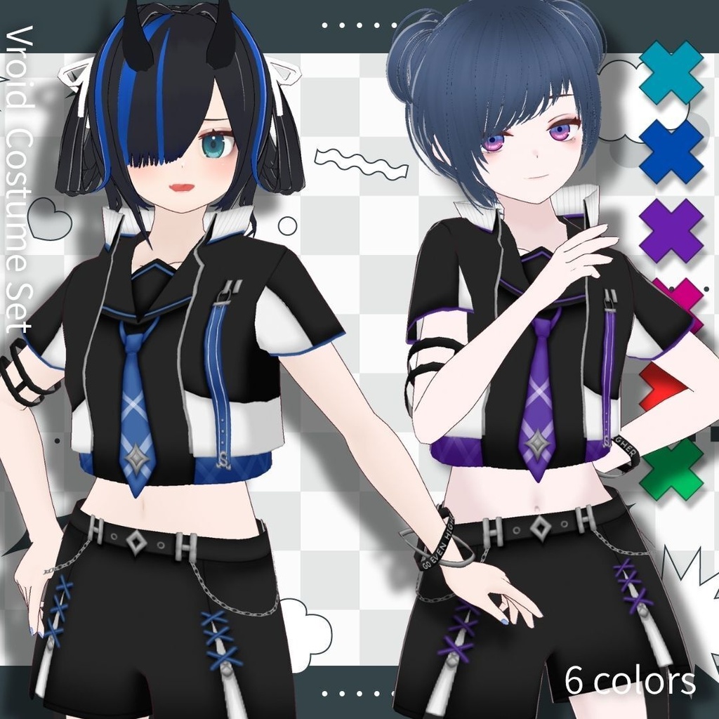 【Vroid】クールセーラー服セット　全6色