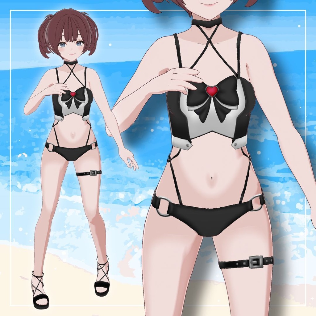 【Vroid】ミッドナイトリボン-水着セット 全7色