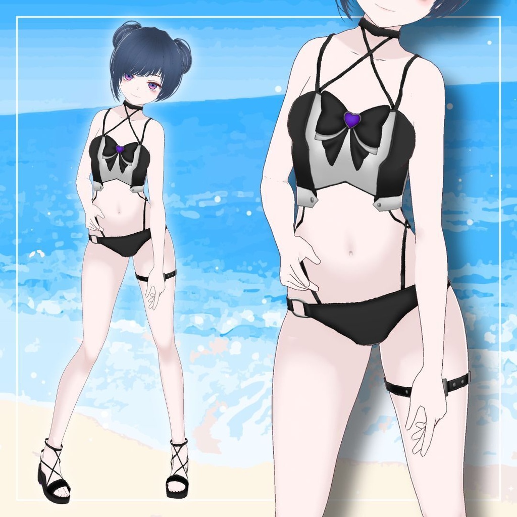 【Vroid】ミッドナイトリボン-水着セット 全7色