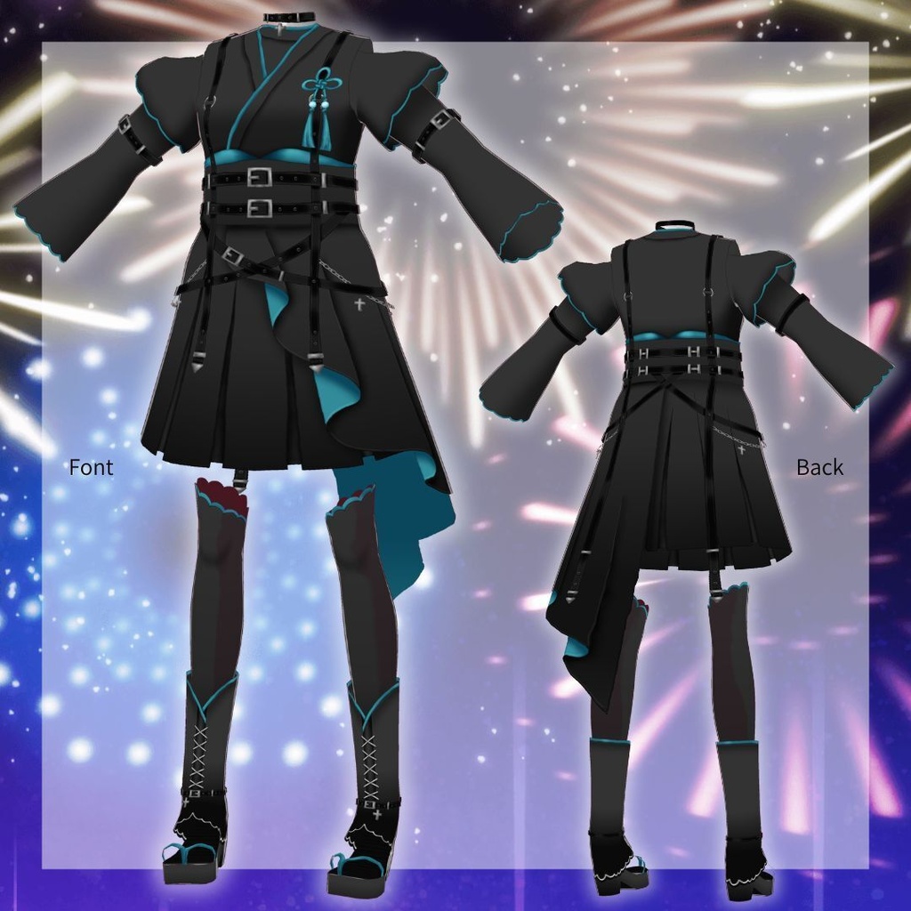 【Vroid】月影ベルト-浴衣セット 全6色