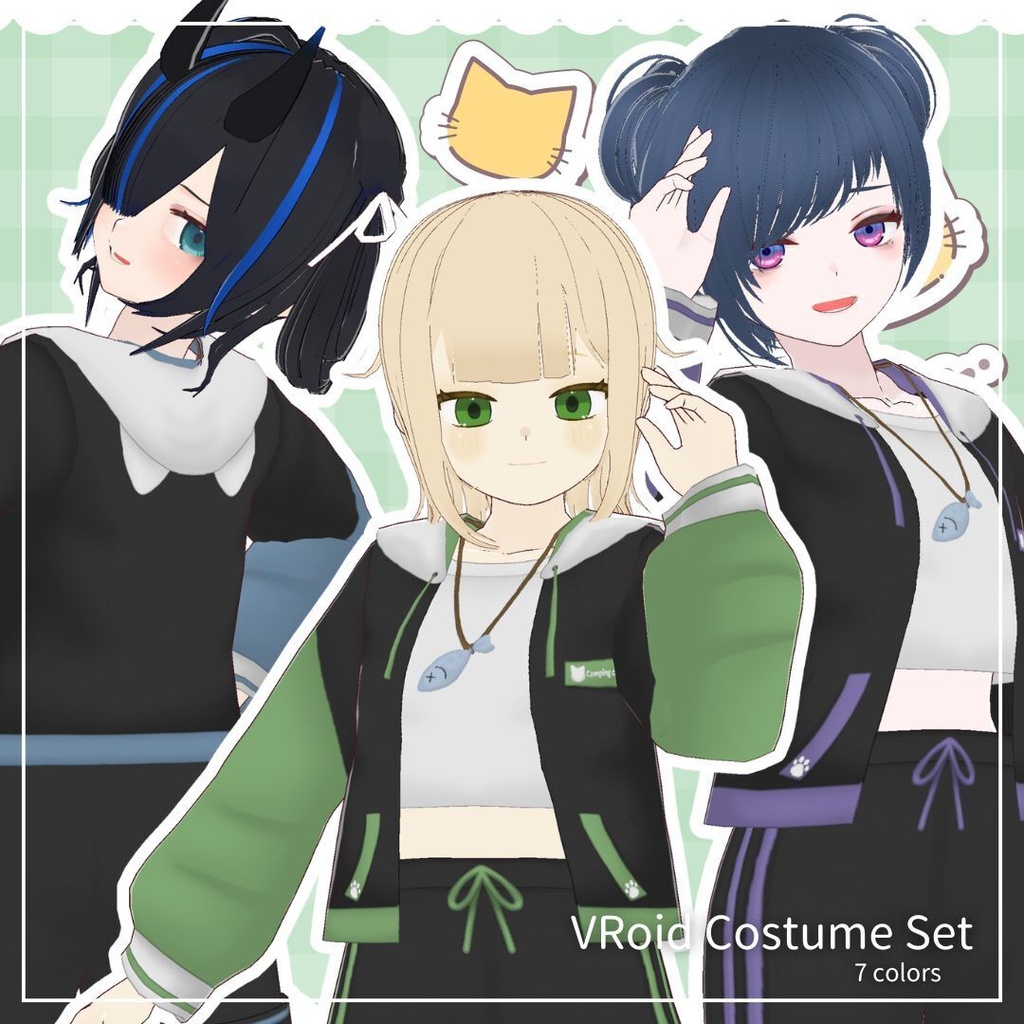 【Vroid】ねこみみアウトドア　全7色