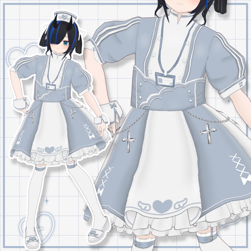 【Vroid衣装セット】天使のナース服 全6色