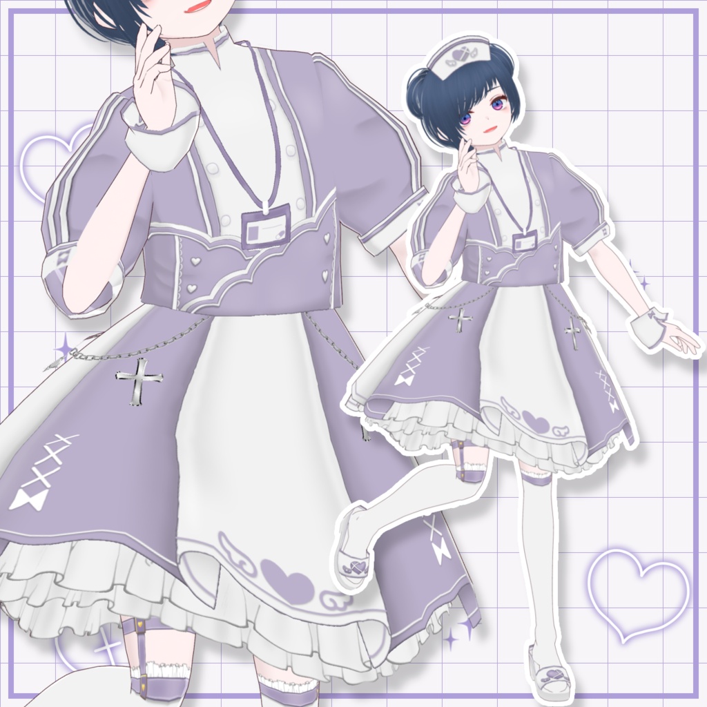【Vroid衣装セット】天使のナース服 全6色