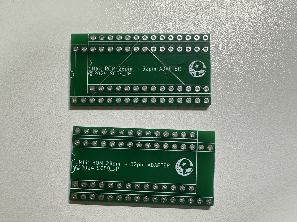 1Mbit ROM 28pin → EP-ROM 32pin 変換アダプター基板 2枚セット