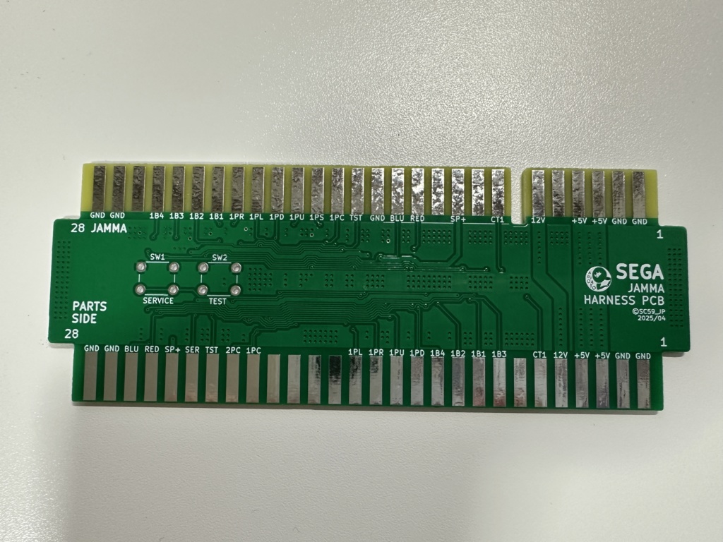 SEGA 配列(SYSTEM16/24) → JAMMA 配列 変換ハーネス基板