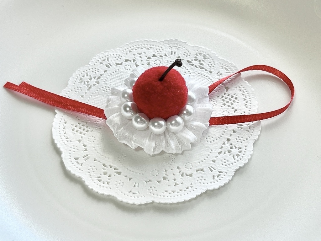 パールクリームのヘッドドレス【さくらんぼ】