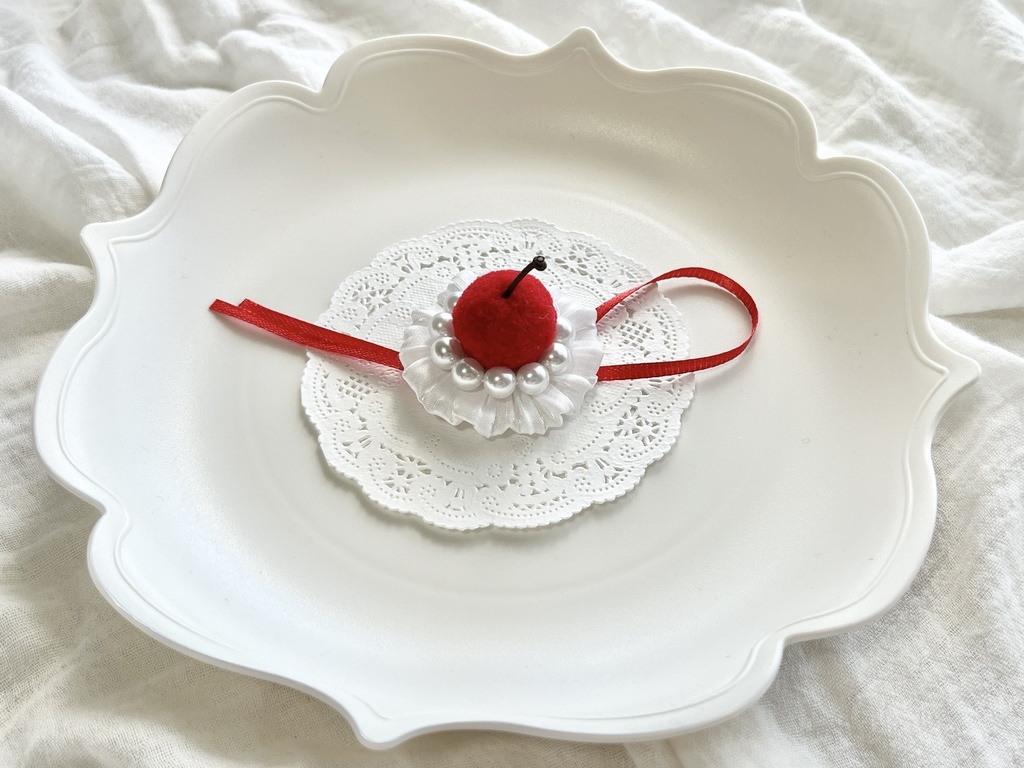 パールクリームのヘッドドレス【さくらんぼ】