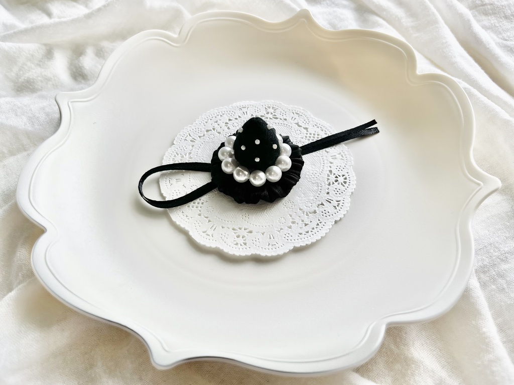 パールクリームのヘッドドレス【黒いちご】