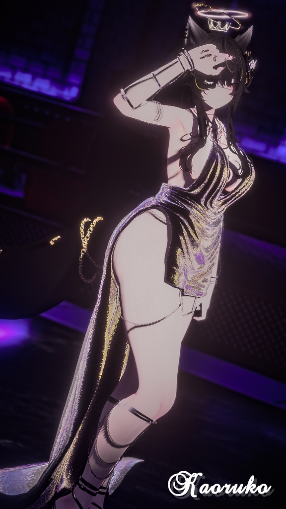 【複数アバター対応】ミッドナイトドレス【萌・桔梗・セレスティア】