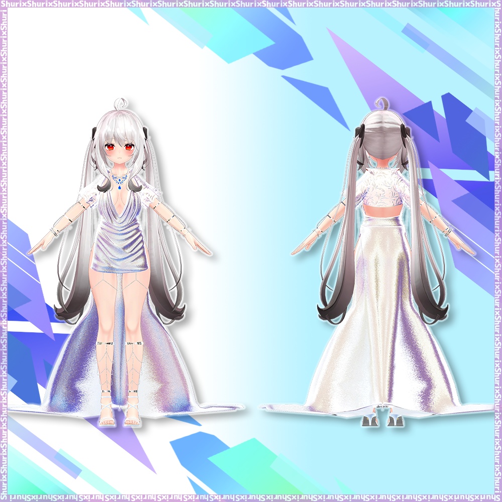 【複数アバター対応】ミッドナイトドレス【ラシューシャ・舞夜】