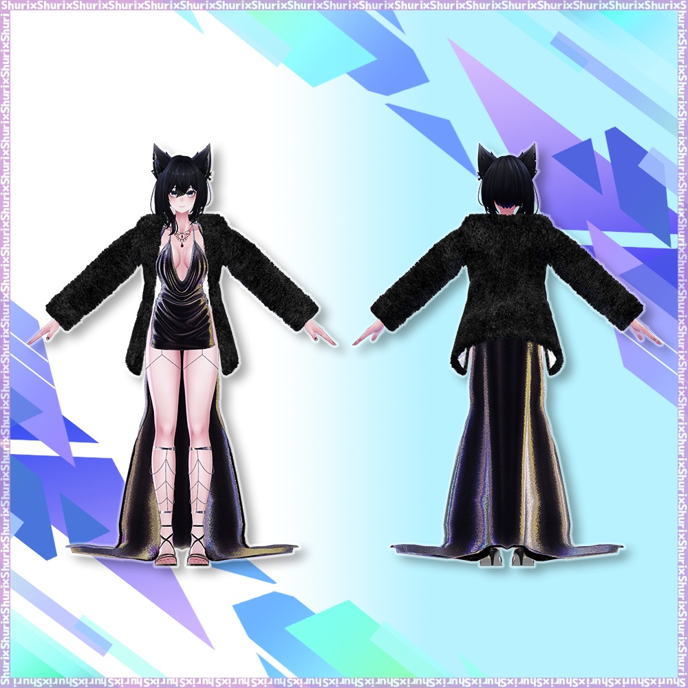【複数アバター対応】ミッドナイトドレス【ラシューシャ・舞夜】