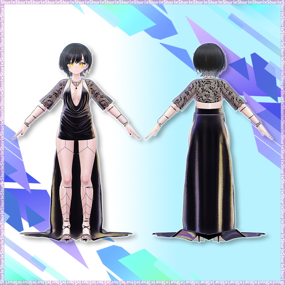 【複数アバター対応】ミッドナイトドレス【ビナア・マヌカ】