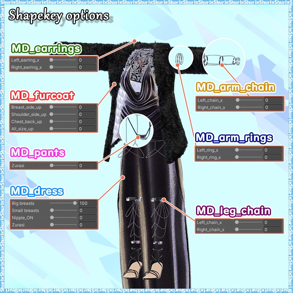 【複数アバター対応】ミッドナイトドレス【ビナア・マヌカ】