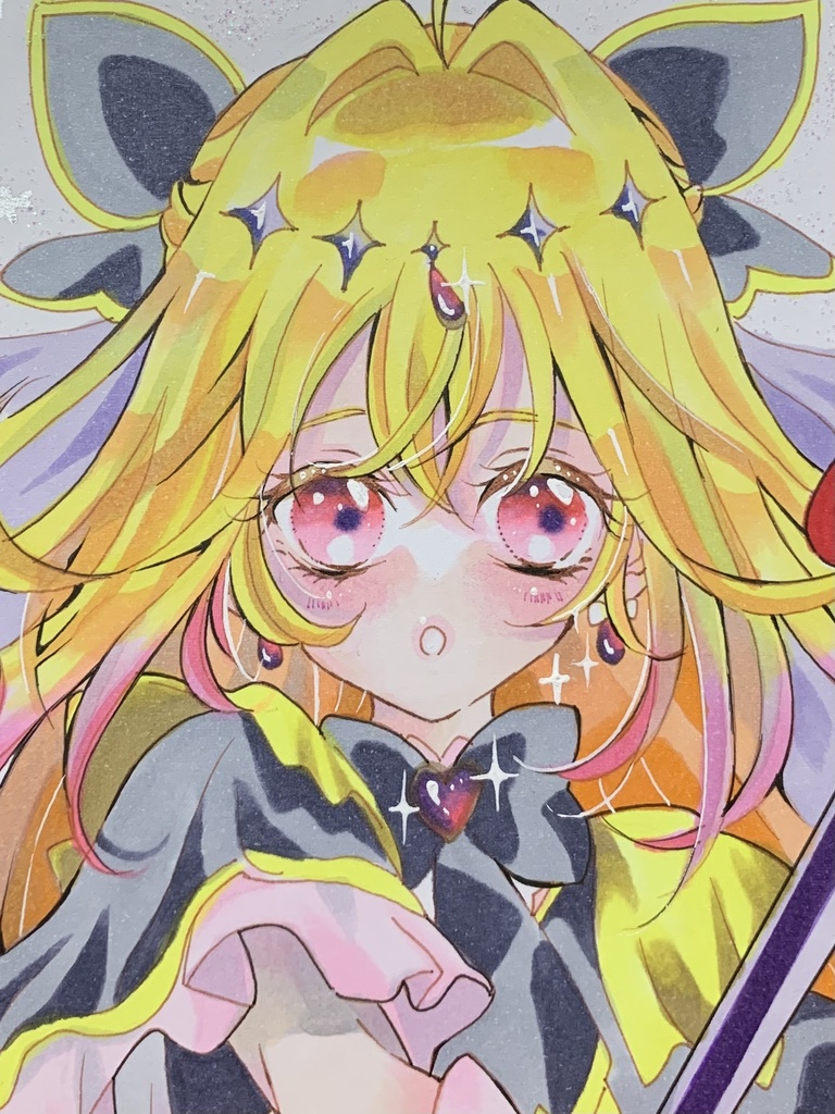 色紙 手描きイラスト 名探偵プリキュア キュアアルカナ•シャドウ ファ