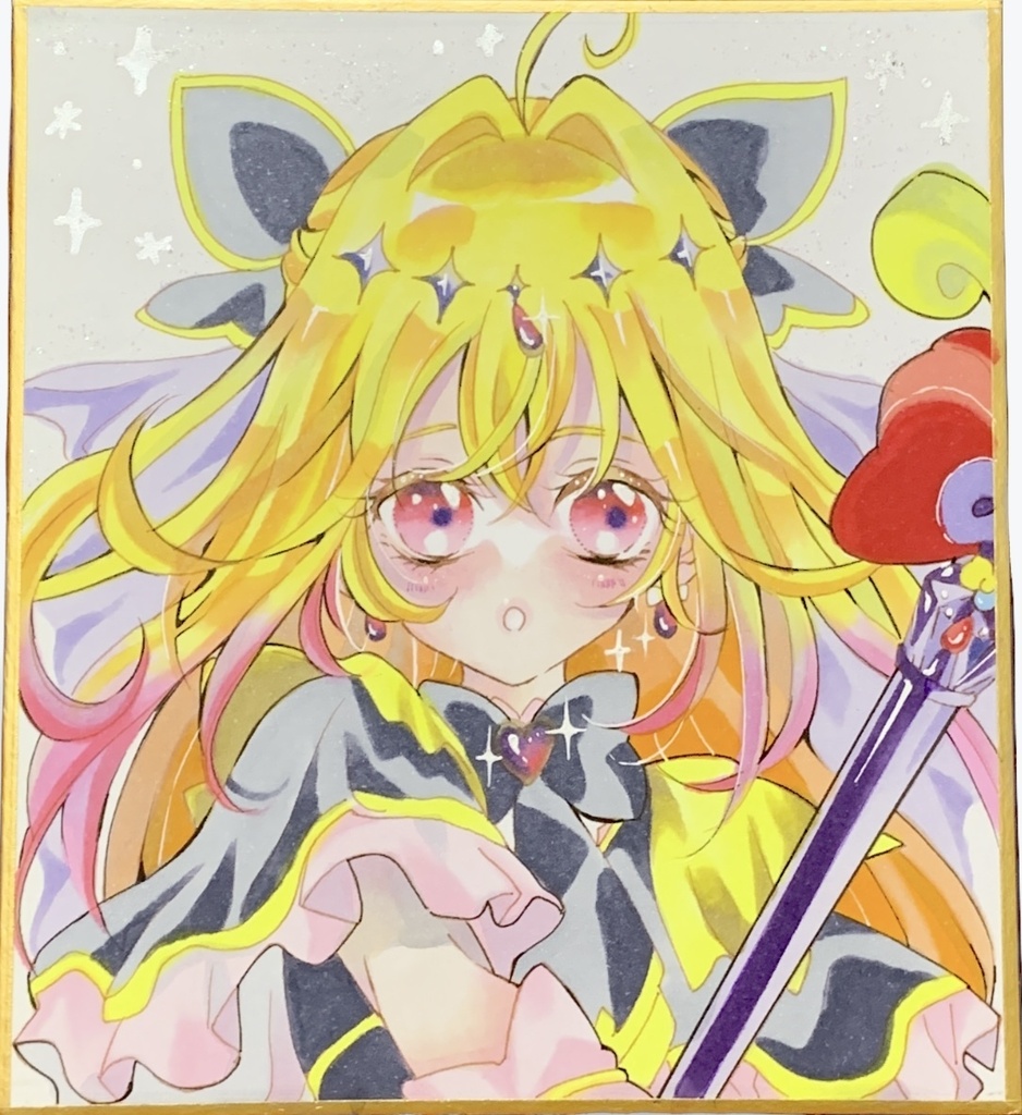 色紙 手描きイラスト 名探偵プリキュア キュアアルカナ•シャドウ ファ