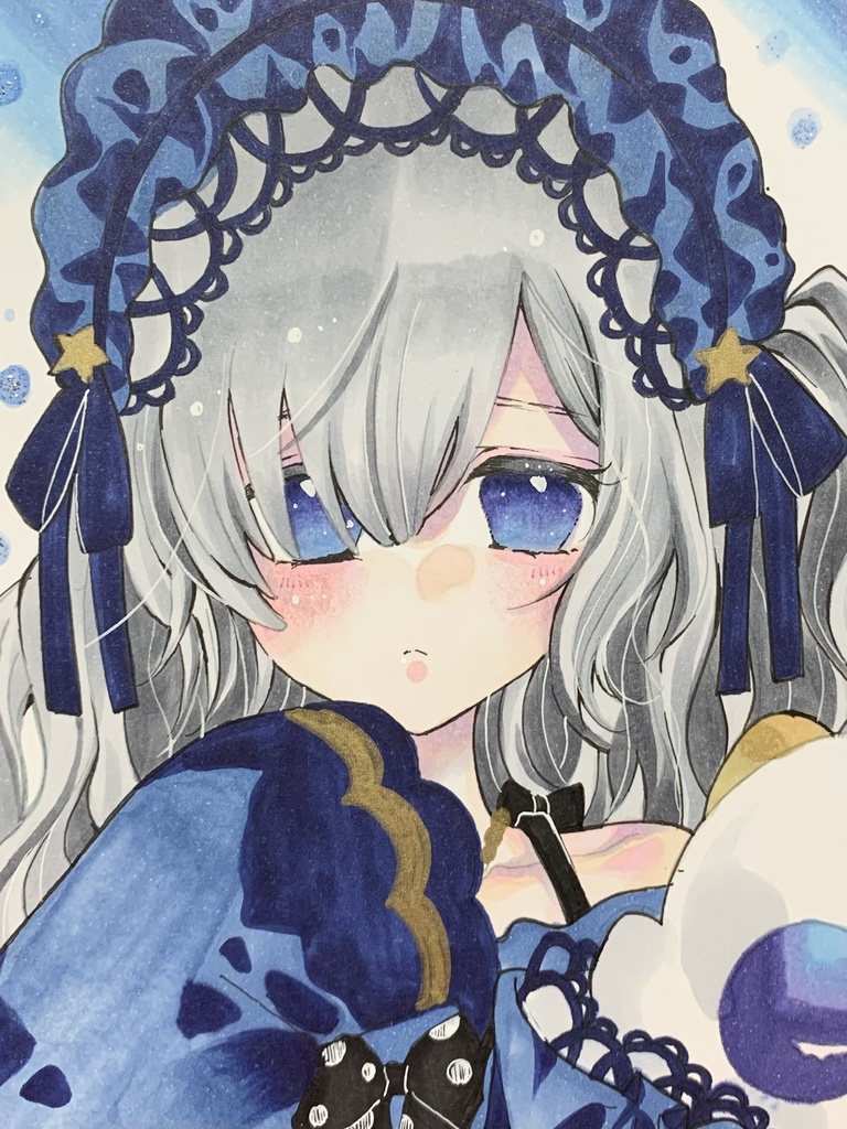 手描きイラスト　魔法少女ノ魔女裁判　夏目アンアン　まのさば　色紙