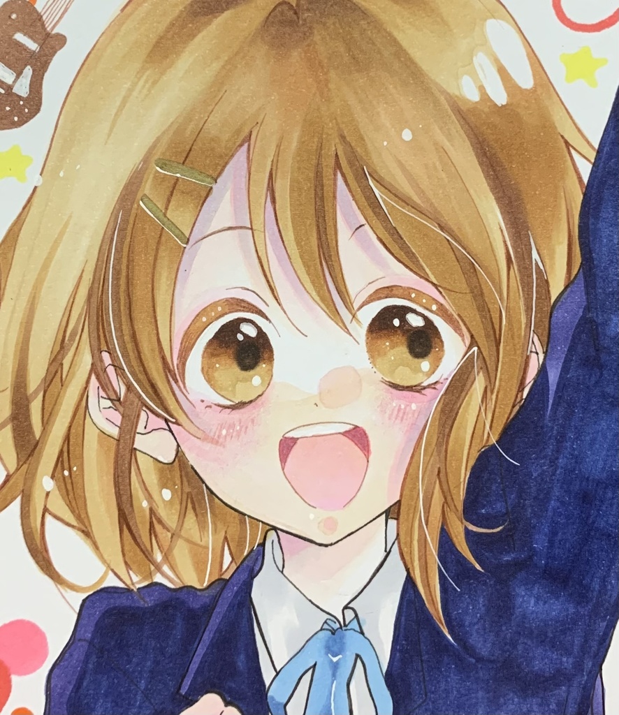 けいおん　イラスト色紙　平沢唯