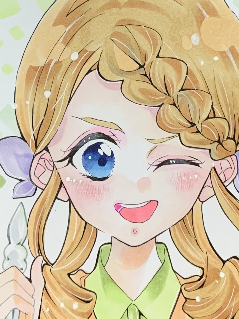 来栖エリザ　色紙　手描きイラスト　名探偵プリキュア　ファンアート