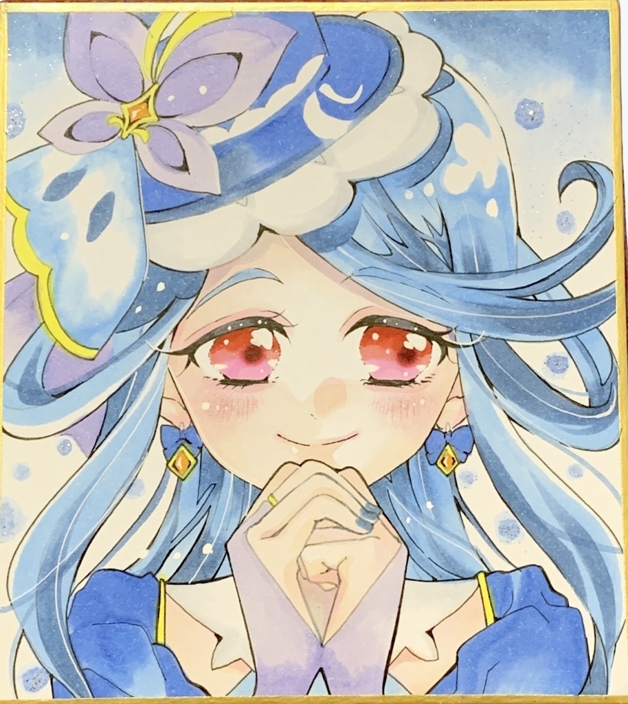キュアエクレール色紙　手描きイラスト　名探偵プリキュア　ファンアート