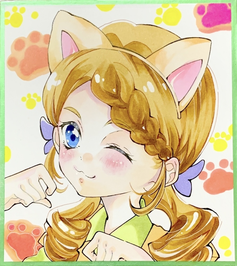 来栖エリザ　色紙　手描きイラスト　名探偵プリキュア　ファンアート