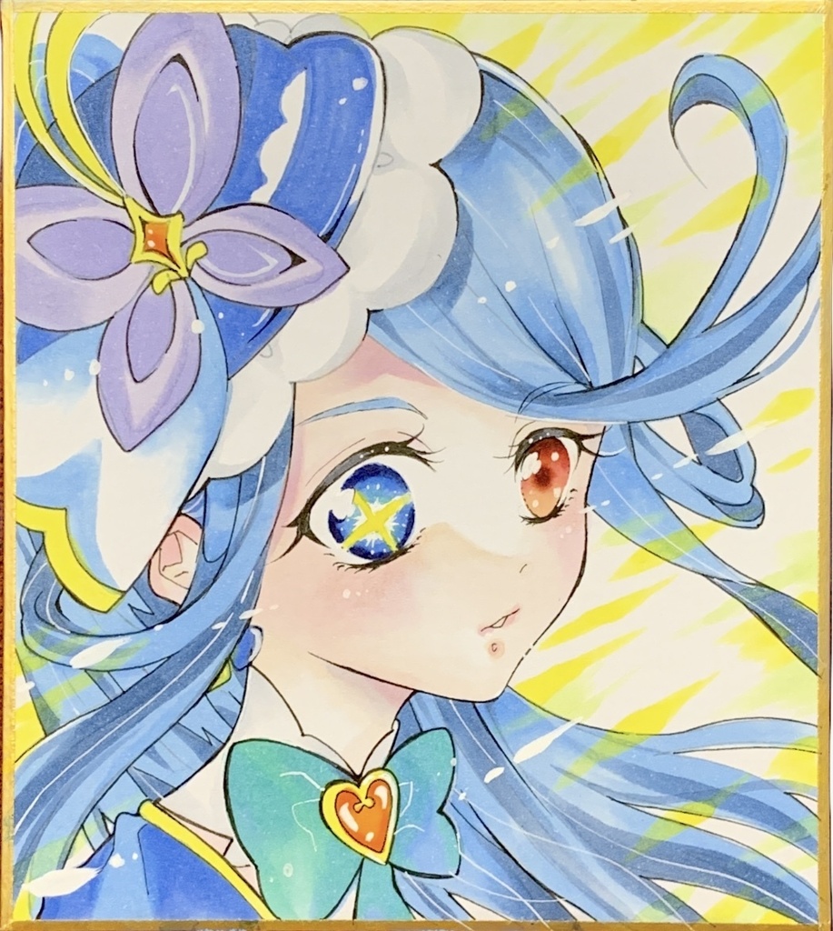 キュアエクレール色紙　手描きイラスト　名探偵プリキュア　ファンアート