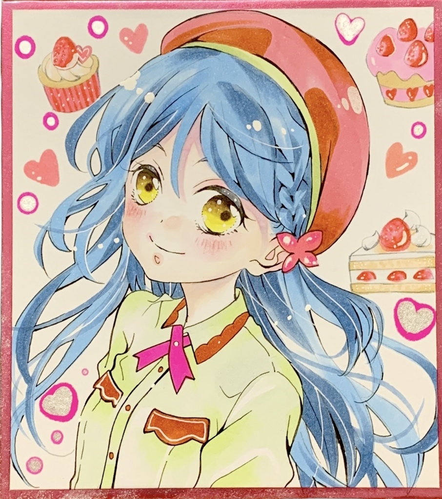 帆羽くれあ　キュアエクレール色紙　手描きイラスト　名探偵プリキュア　ファンアート