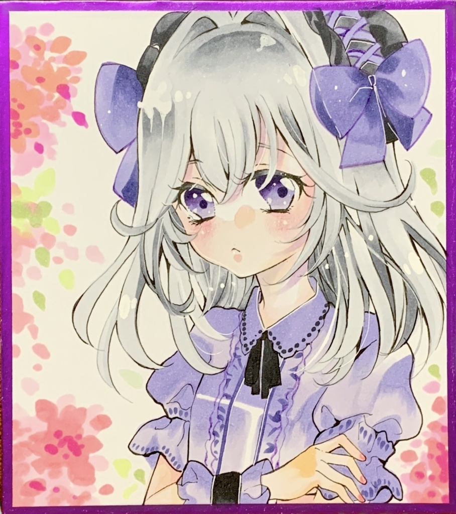 色紙　手描きイラスト　名探偵プリキュア　キュアアルカナ•シャドウ　ファンアート