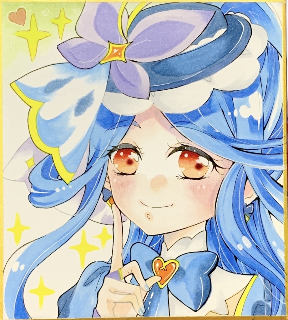 キュアエクレール色紙 手描きイラスト 名探偵プリキュア ファンアート