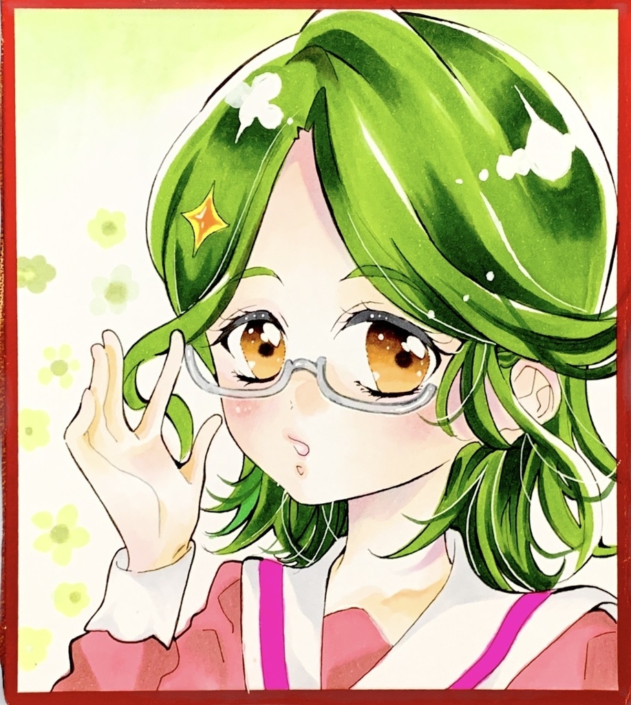 金田れい色紙　手描きイラスト　名探偵プリキュア　ファンアート