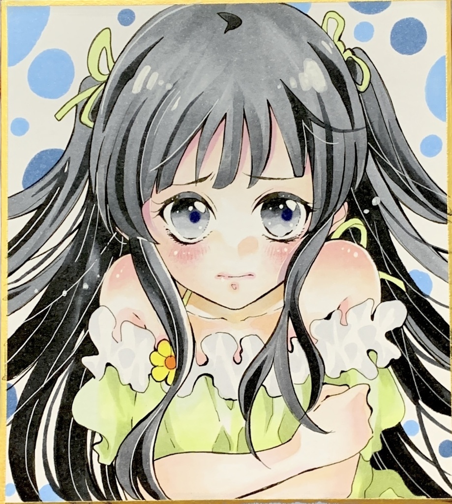 けいおん！ 秋山澪　手描きイラスト　色紙