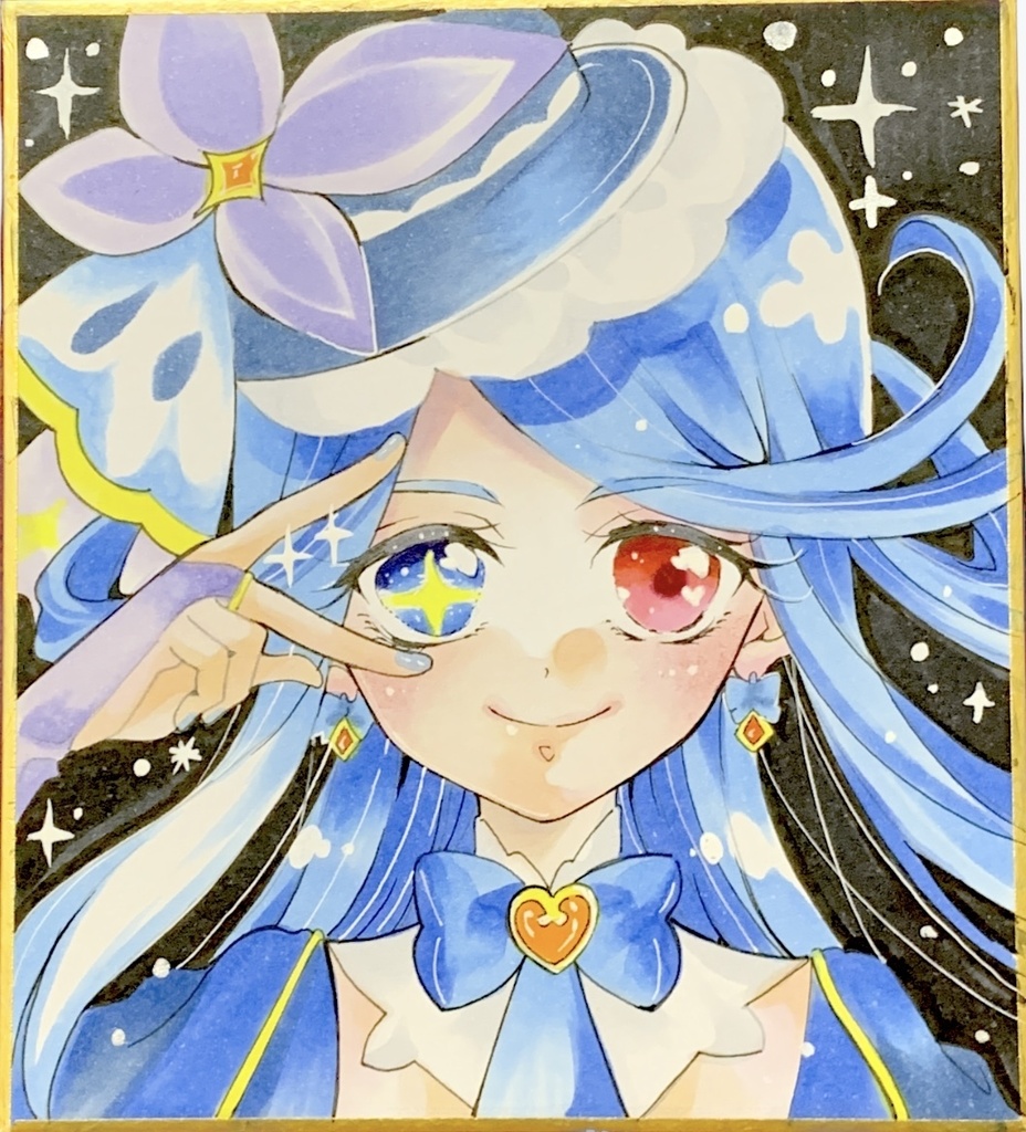 キュアエクレール色紙　手描きイラスト　名探偵プリキュア　ファンアート