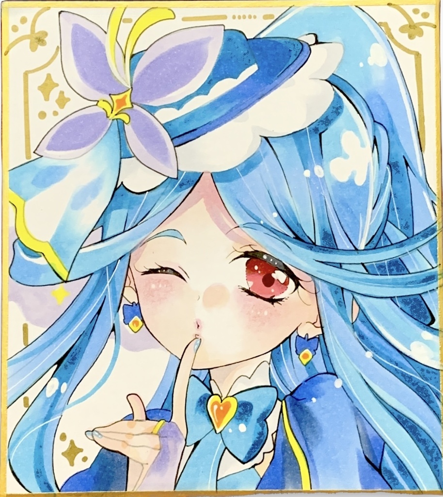 キュアエクレール色紙　手描きイラスト　名探偵プリキュア　ファンアート