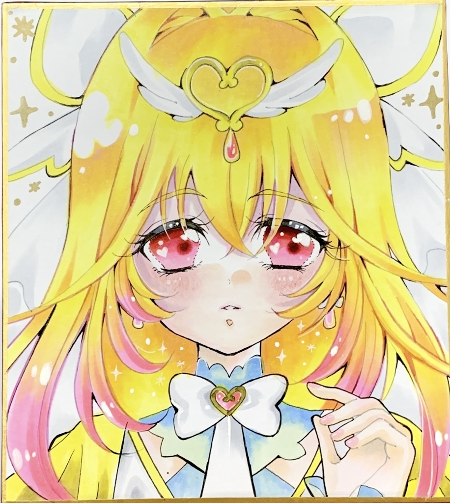 色紙　手描きイラスト　名探偵プリキュア　キュアアルカナ•シャドウ　ファンアート