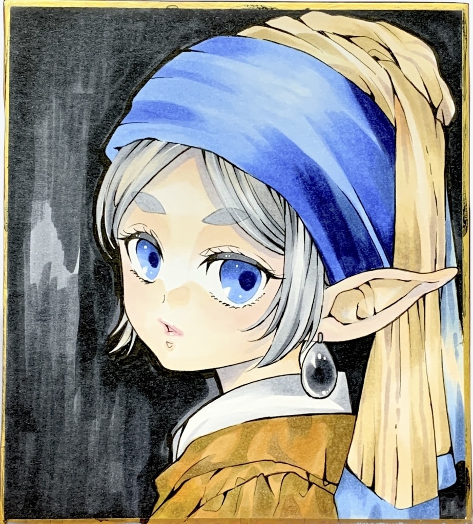 手描きイラストファンアート「葬送のフリーレン　フリーレン」(色紙)