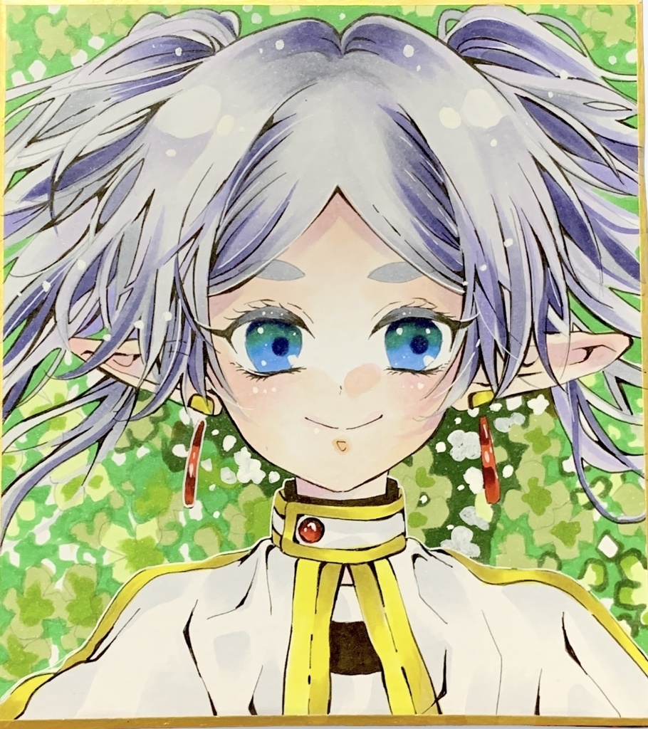 手描きイラストファンアート「葬送のフリーレン　フリーレン」(色紙)