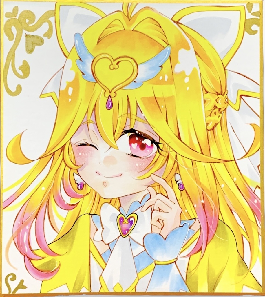 色紙　手描きイラスト　名探偵プリキュア　キュアアルカナ•シャドウ　ファ