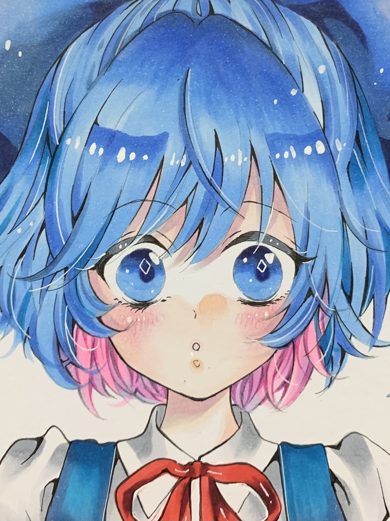 手描きイラスト ファンアート 東方project チルノ