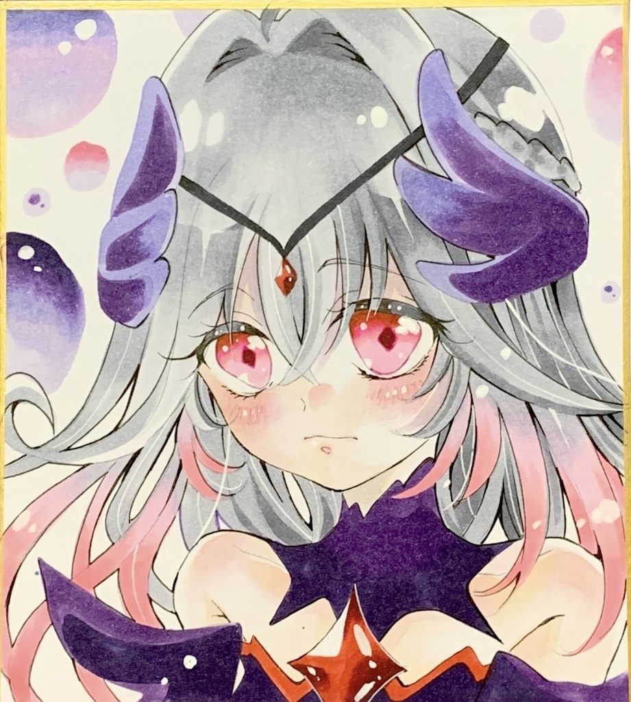 色紙　手描きイラスト　名探偵プリキュア　エクリプス・シャドウ　ファンアート